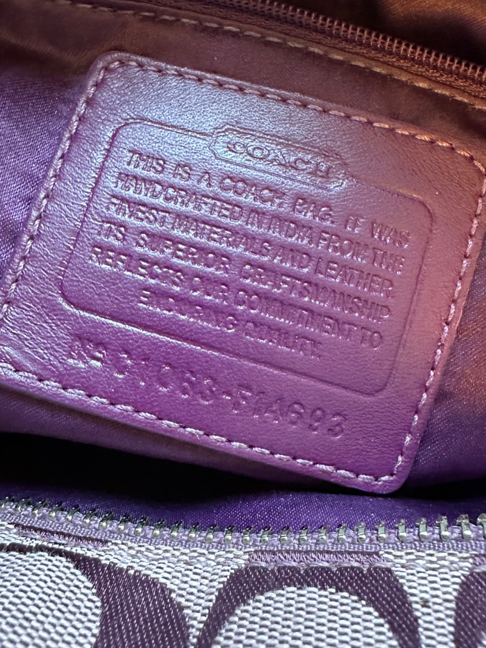 Coach Penelope Signature Monogram Tote Bag in Plum - Picture 9 of 9